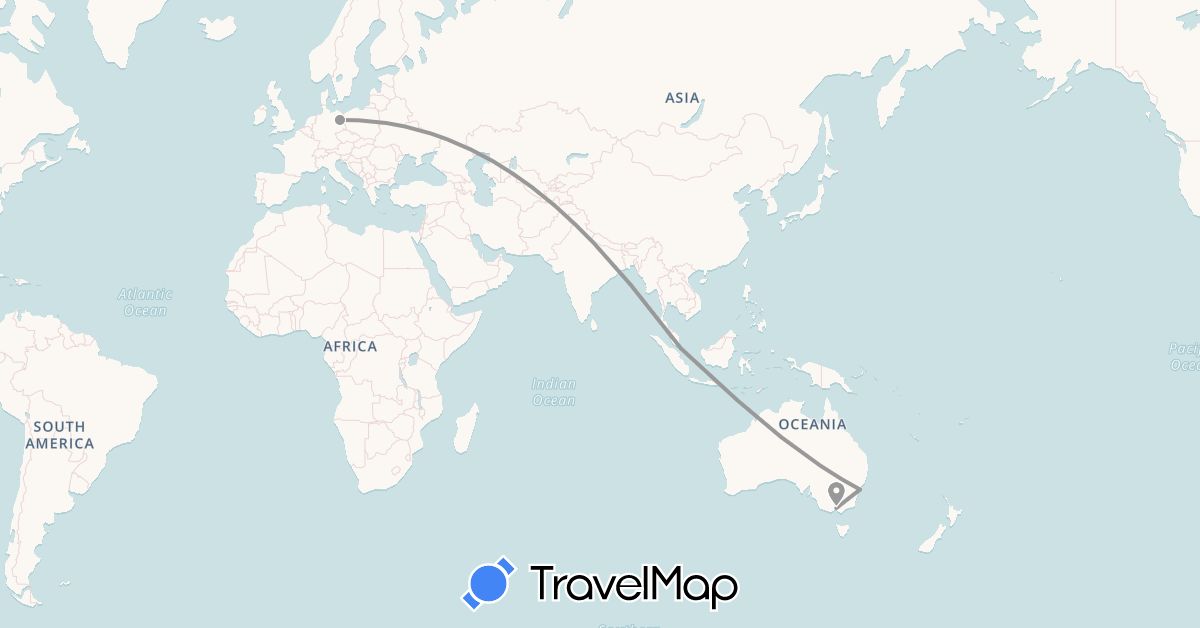 TravelMap itinerary: plane in Australia, Germany, Singapore (Asia, Europe, Oceania)